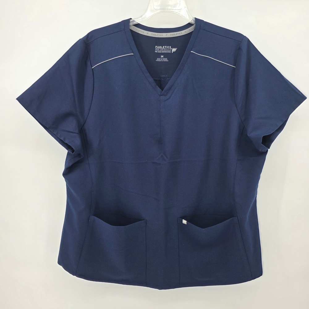 Fabletics Feel the Performance Medical Workwear Scrub top Womens 2XL Navy